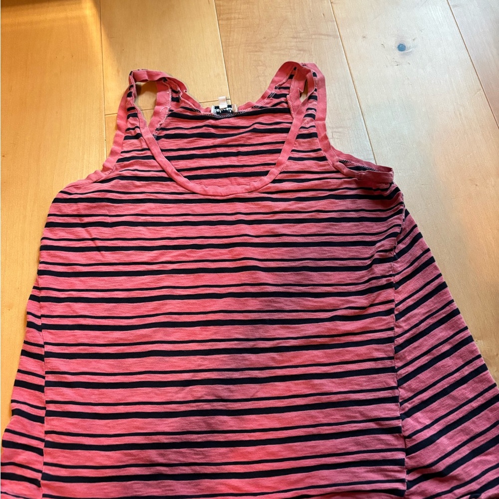 Splendid Coral and Black Striped Tank Top S